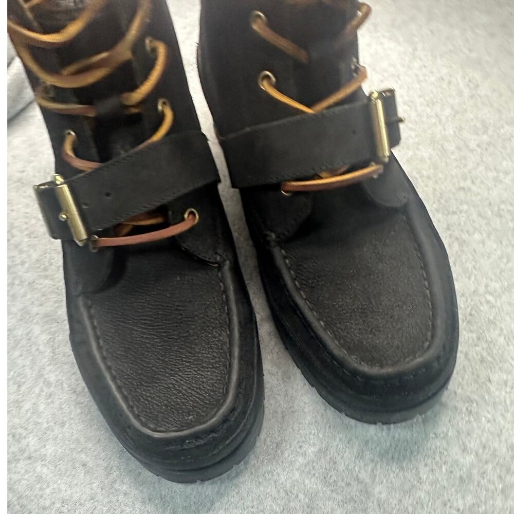 Polo Ralph Lauren Ranger Boot Tumbled Leather Buckle Black - Picture 5 of 12